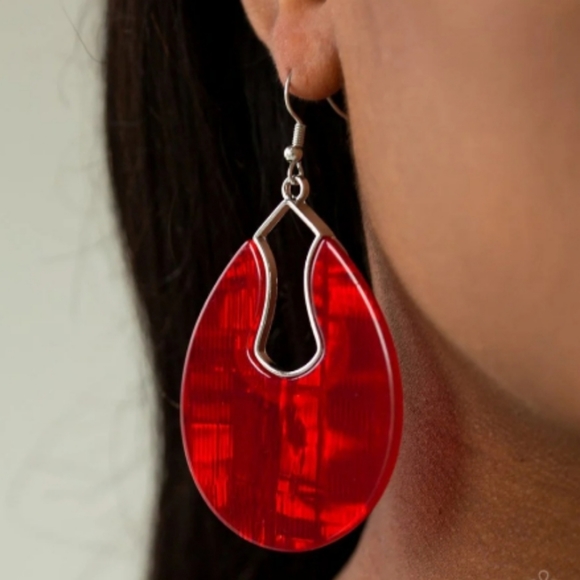 3/$12.     Red dangle Hoops - Picture 2 of 3